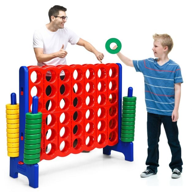 Giant Connect 4 in A Row with 42 Jumbo Rings for Garden  Beach-Blue