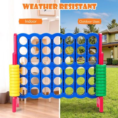 Giant Connect 4 in A Row with 42 Jumbo Rings for Garden & Beach-Red