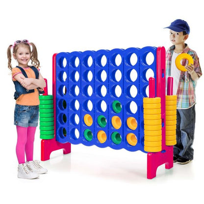 Giant Connect 4 in A Row with 42 Jumbo Rings for Garden & Beach-Red