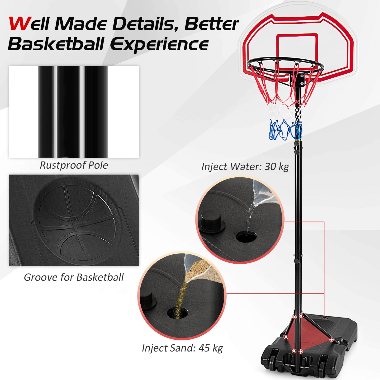 Indoor and Outdoor All Weather Portable Basketball Hoop Stand