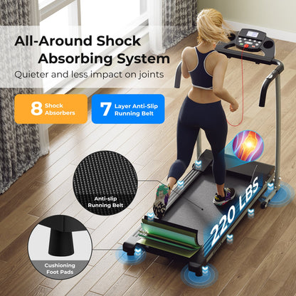Foldable Treadmill with 12 Preset Programs and LCD Monitor-Black