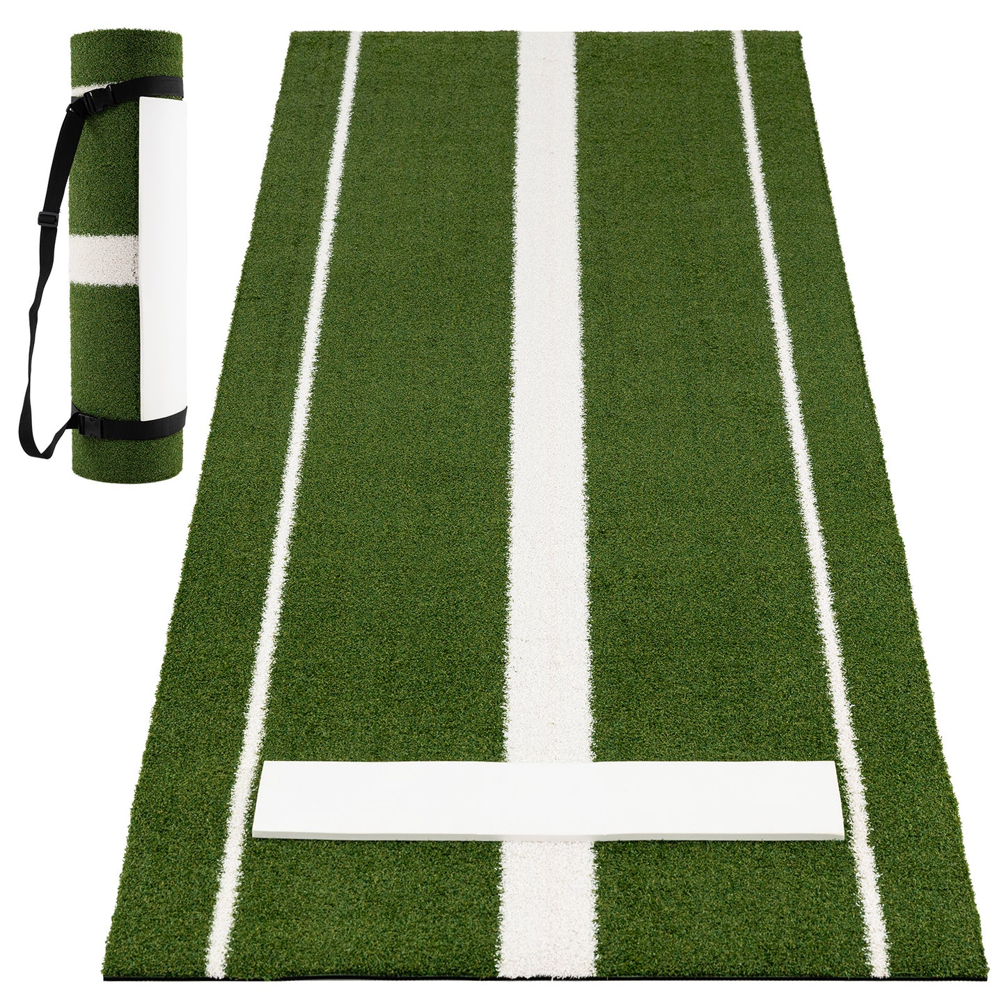 Softball Pitching Mat 10 x 3 FT Softball Training Aid with Pitching Mound-Green