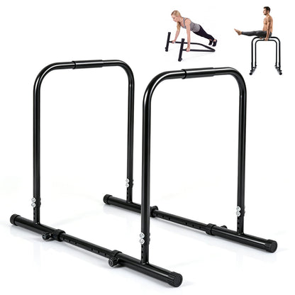 Adjustable Dip Bar Station with 300 KG Capacity and Anti-Slip Foam Grips-Black