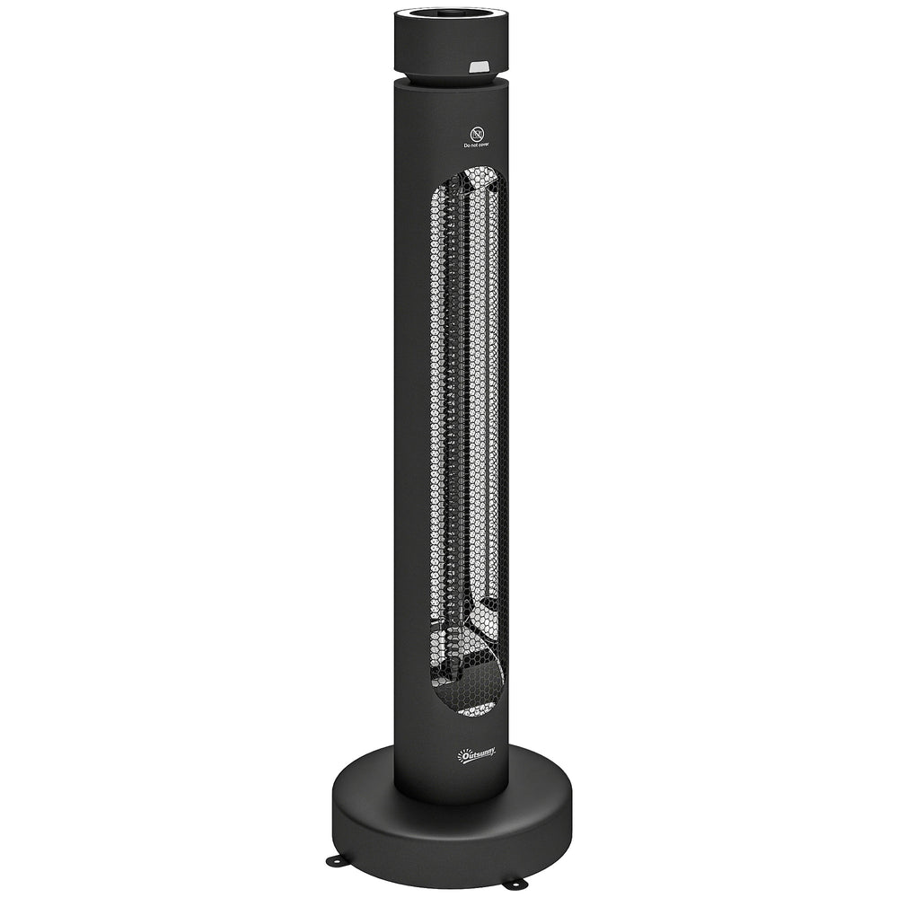 Outsunny 2000 W Electric Infrared Patio Heater, Free Standing Oscillating Outdoor Garden Heater with Knob/Remote Control, Black