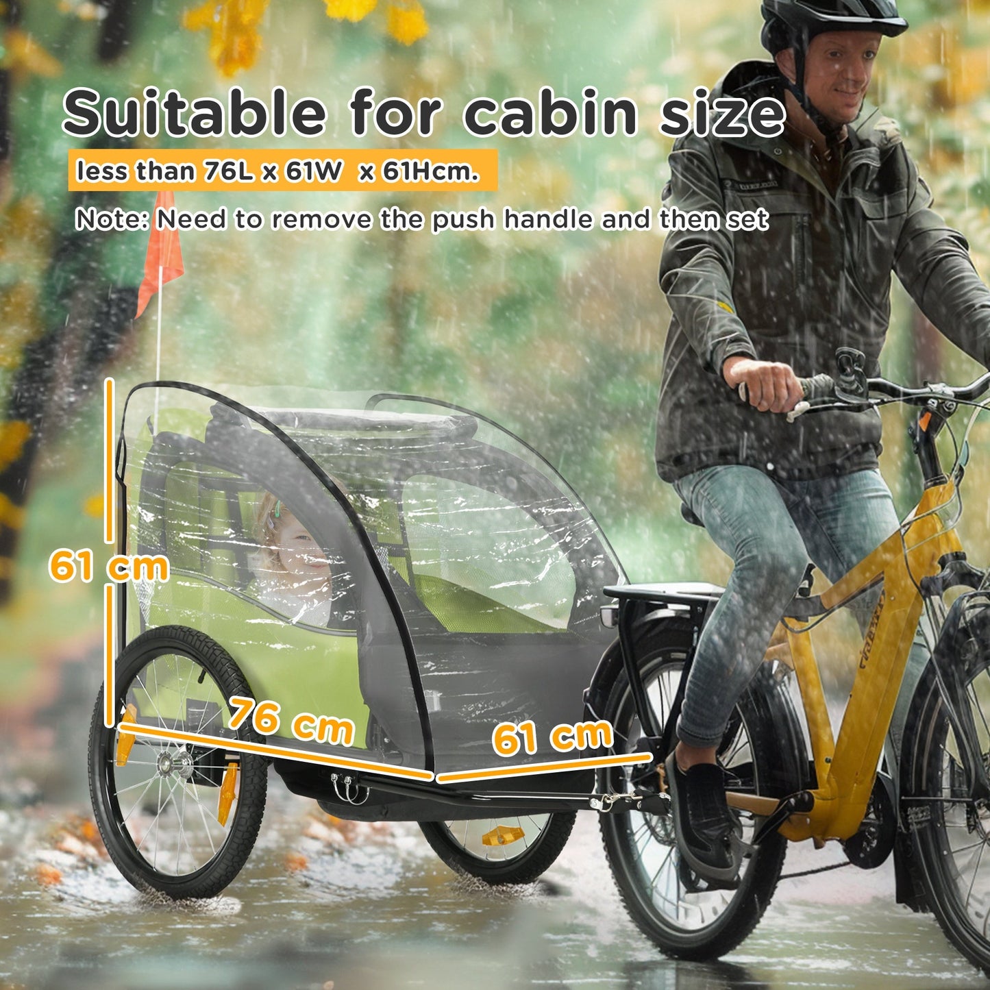 HOMCOM Baby Bike Trailer Cover, Anti Dust Rain Snow, Cold Wind, 76 x 61 x 61 cm