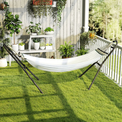 Outsunny 9ft Hammock Stand Adjustable Hammock Frame with Non-Slip Feet for Indoor Outdoor, 250 kg Capacity, Black