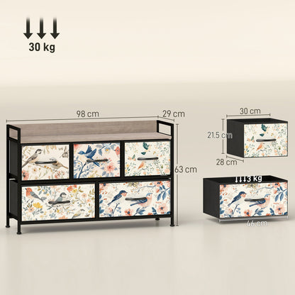 HOMCOM 5-Drawer Chest of Drawers - White