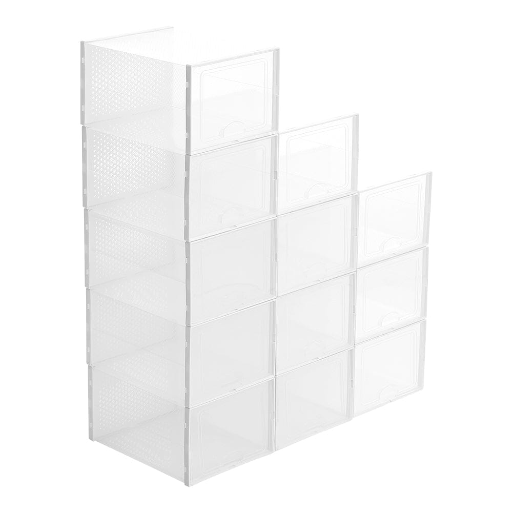 12 Pack Clear Plastic Shoe Storage Boxes