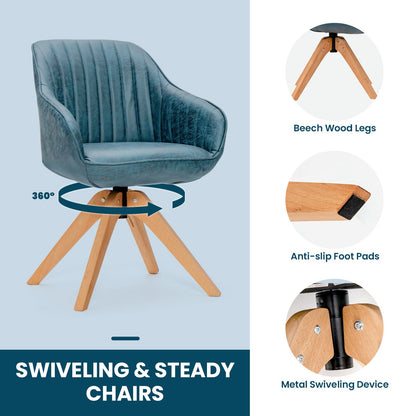 Ergonomic Armchairs with Linen Fabric Cover for Home Office-Blue