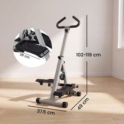 HOMCOM Stepper w/ Handle Hand Grip Workout Fitness Machine For Fitness Aerobic Exercise Home Gym Grey
