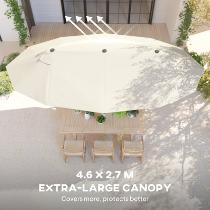 Outsunny 4.6m Double Garden Parasol - Beige