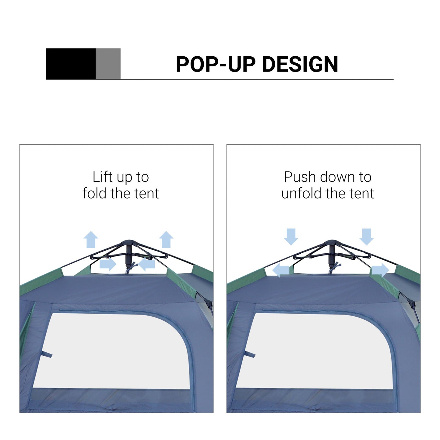 Outsunny Fibreglass Frame 3/4 Person Lightweight Camping Tent Green