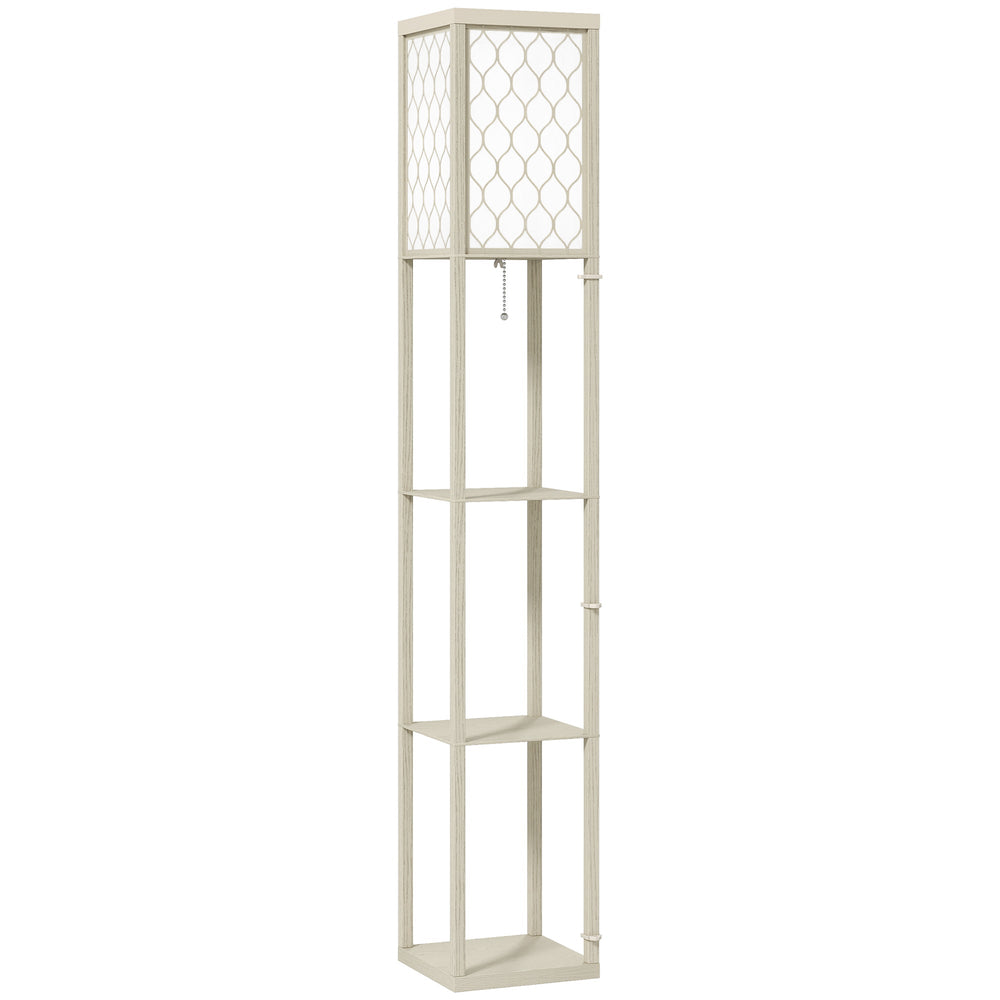 HOMCOM Three-Shelf Standing Lamp - Oak/White