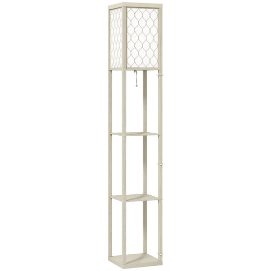 HOMCOM Three-Shelf Standing Lamp - Oak/White
