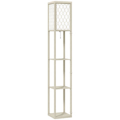 HOMCOM Three-Shelf Standing Lamp - Oak/White