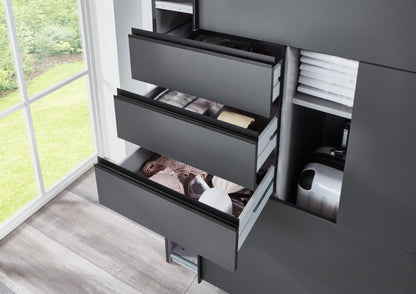 Sliding Wardrobe - SOGO 3 Door Mirrored Wardrobe Oak with Black 270cm