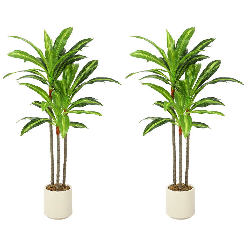 HOMCOM 90cm Lifelike Fake Tree, Artificial Dracaena Tree with Bendable Trunks, Green