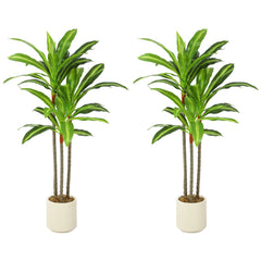 HOMCOM 90cm Lifelike Fake Tree, Artificial Dracaena Tree with Bendable Trunks, Green