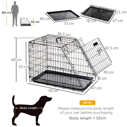Pawhut Trapeze Collapsible Dog Pet Travel Box Cage Removable Tray 78 x 47 x 55cm