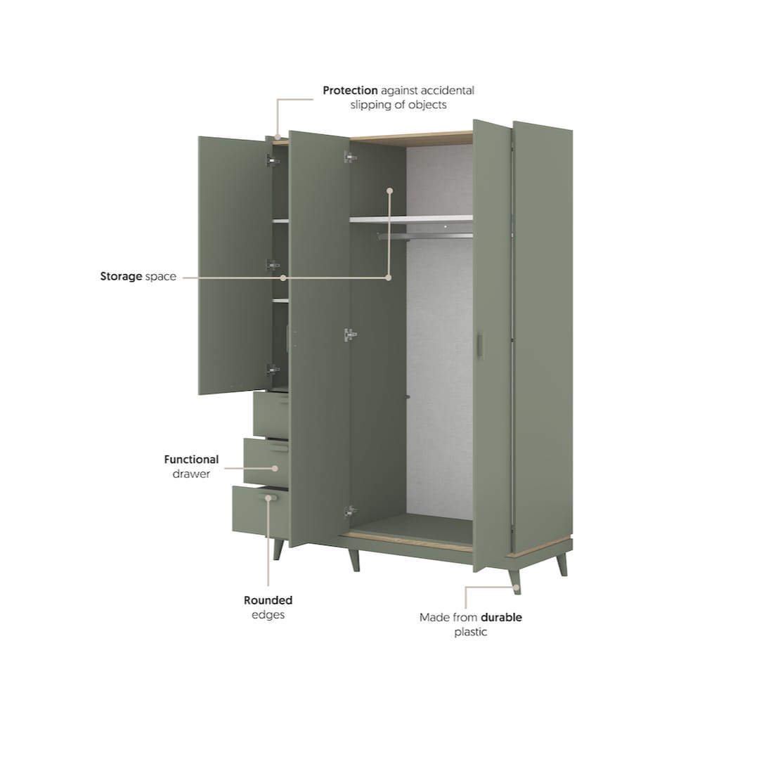 Scandi Hinged Door Wardrobe 144cm