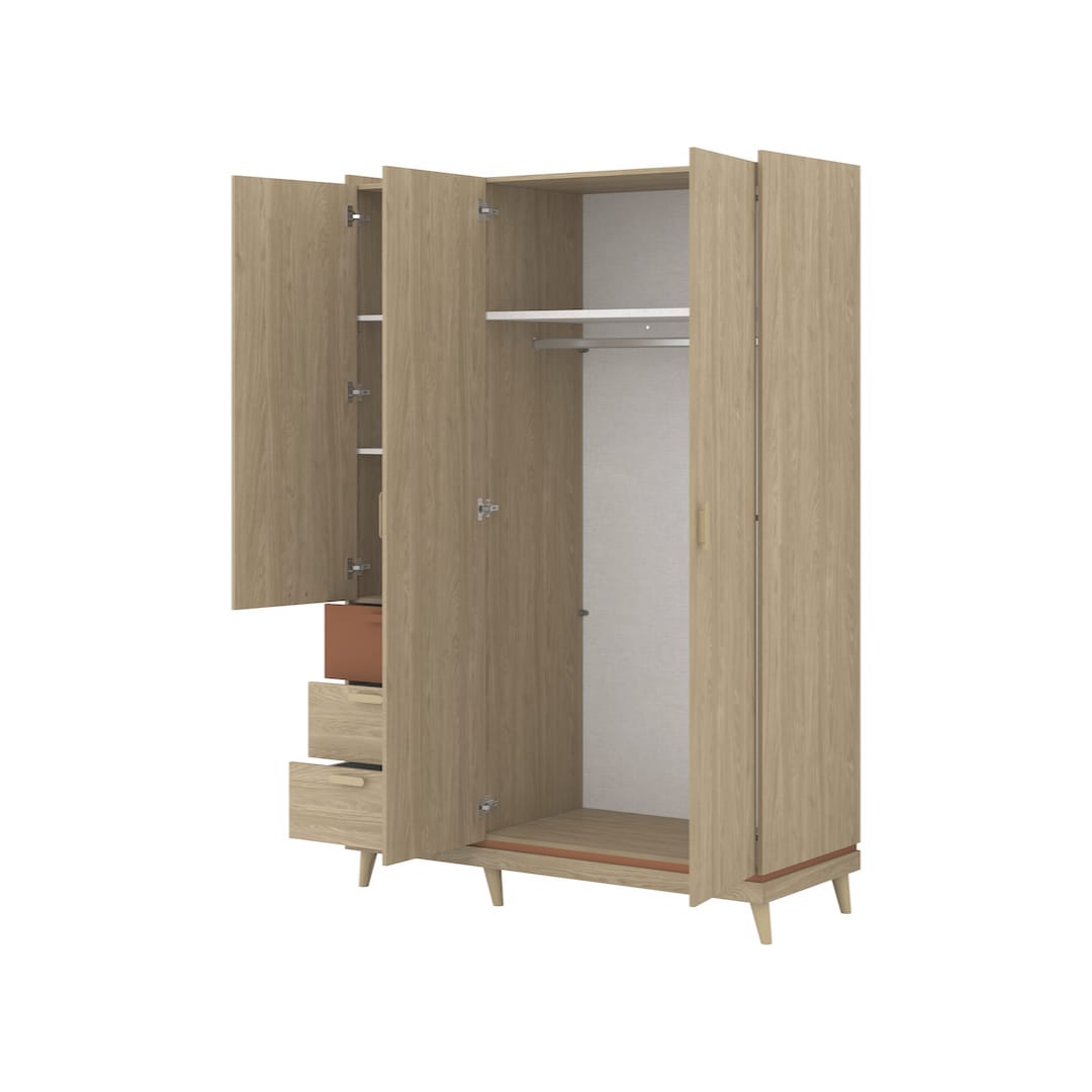 Scandi Hinged Door Wardrobe 144cm