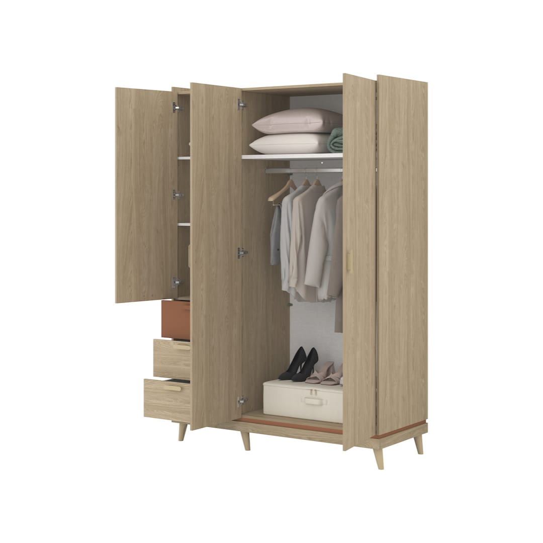 Scandi Hinged Door Wardrobe 144cm