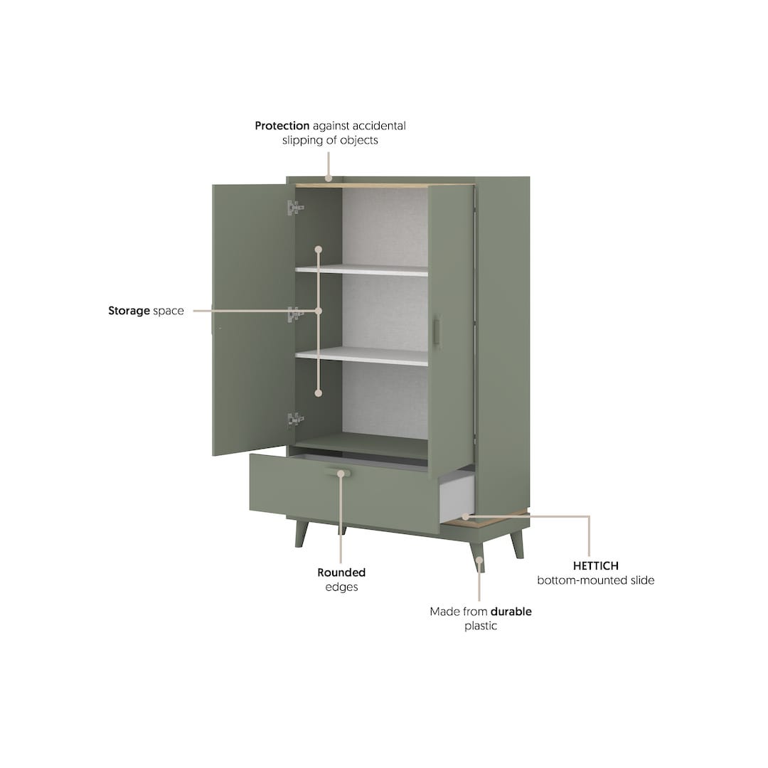 Scandi Highboard Cabinet 90cm