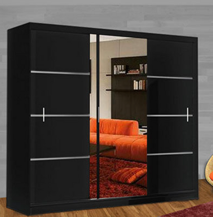 Keynes Grey Single Mirrored Sliding Door Large Wardrobe - 250cm