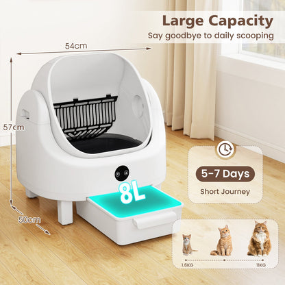 Self-Cleaning Open-Top Cat Litter Box for Multi-Cat and Senior Cats Home