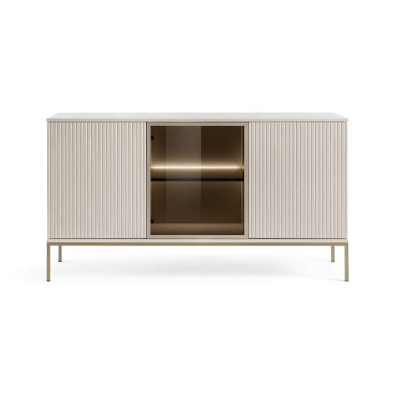 Modern cabinet with glass door on a white background