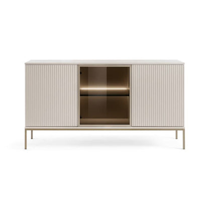 Modern cabinet with glass door on a white background