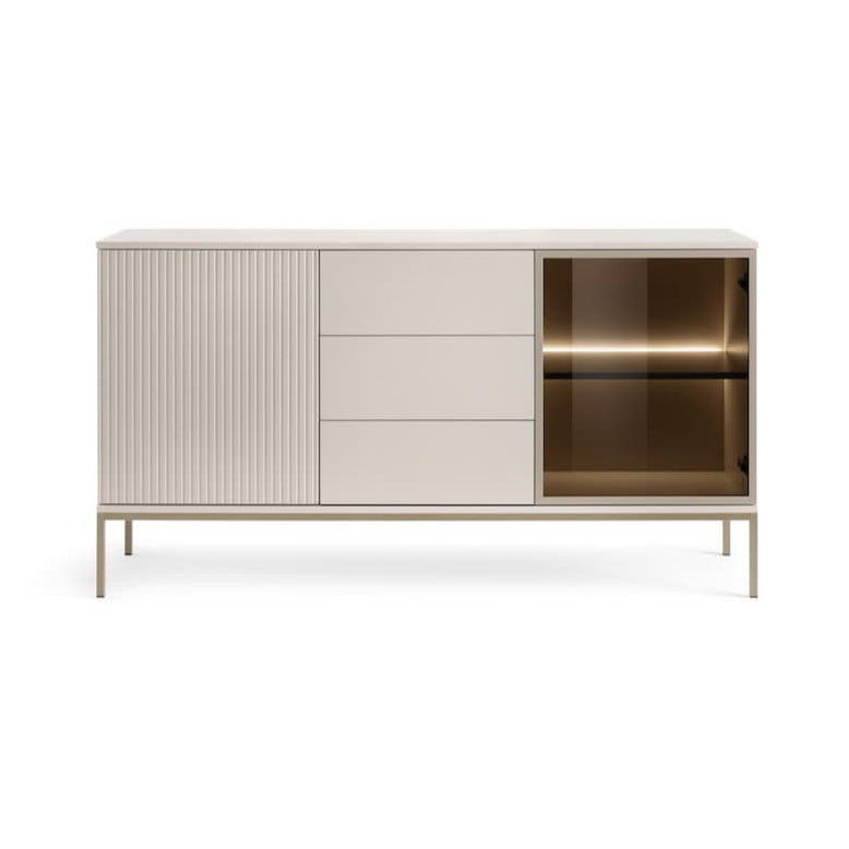 Modern cabinet with sliding doors on a white background