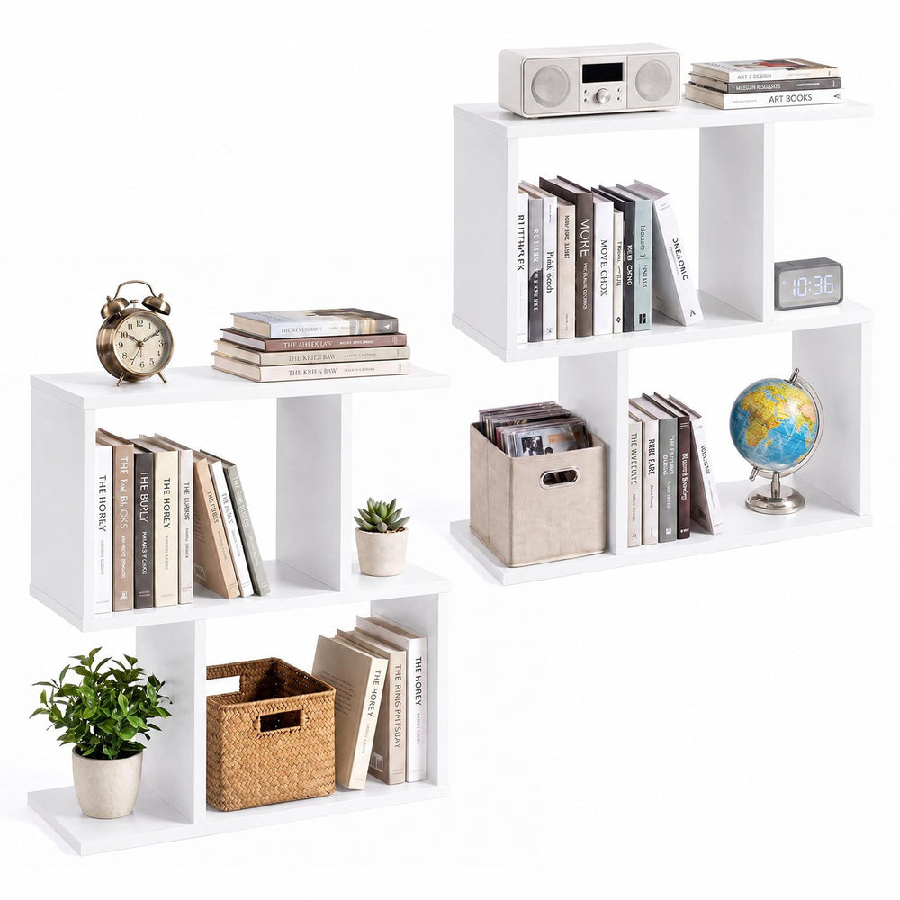 Set of 1 Decorative Storage Shelf Featuring Open Layout and Non-Slip Foot Pads-White