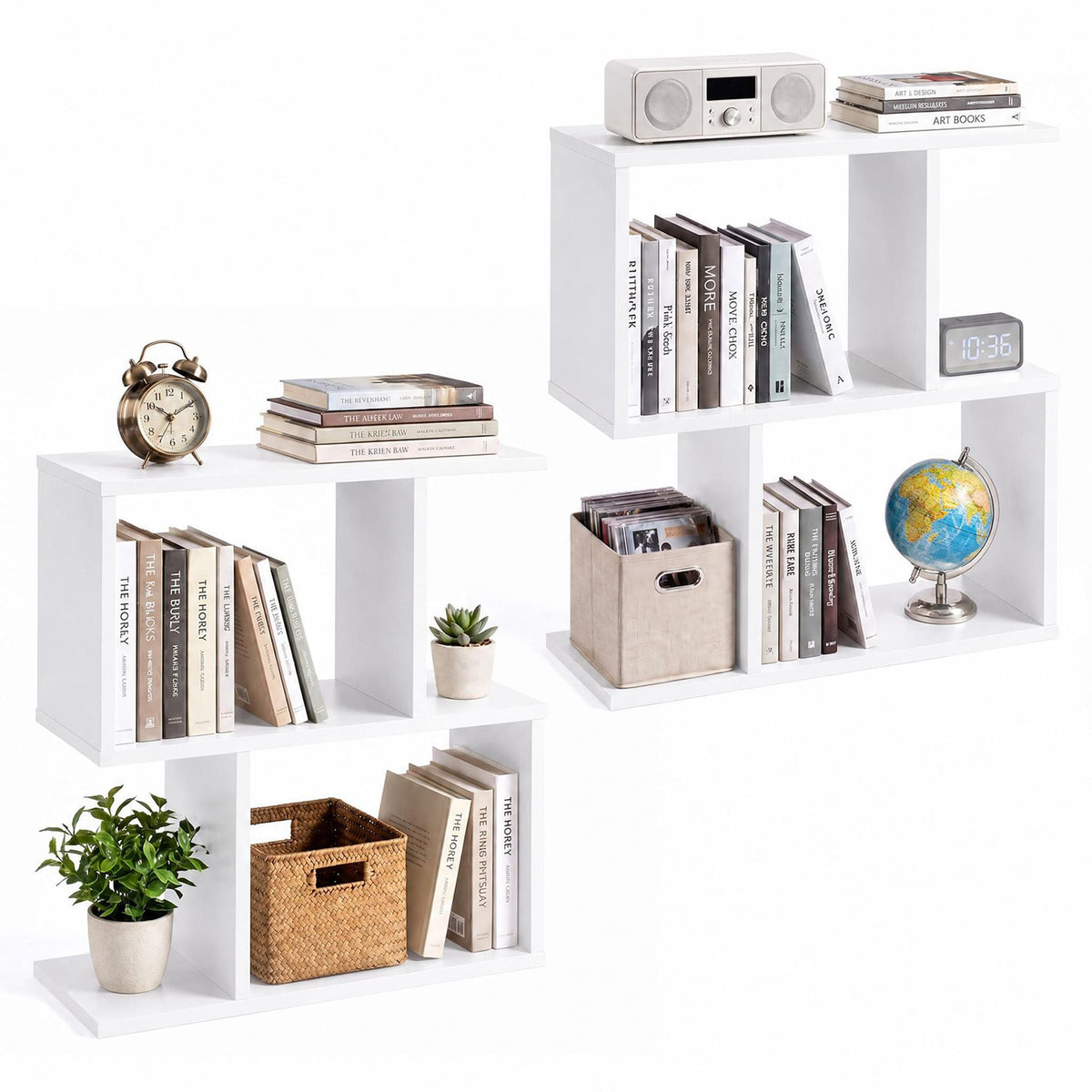 Set of 1 Decorative Storage Shelf Featuring Open Layout and Non-Slip Foot Pads-White