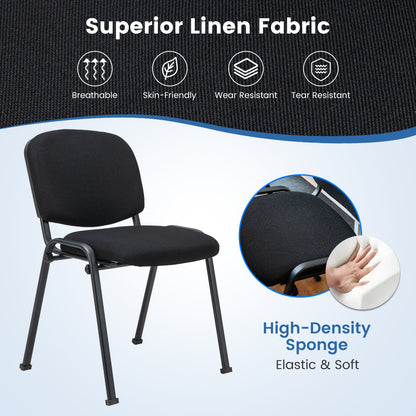 Set of 10 Conference Room Chairs with Upholstered Back and Seat-Black
