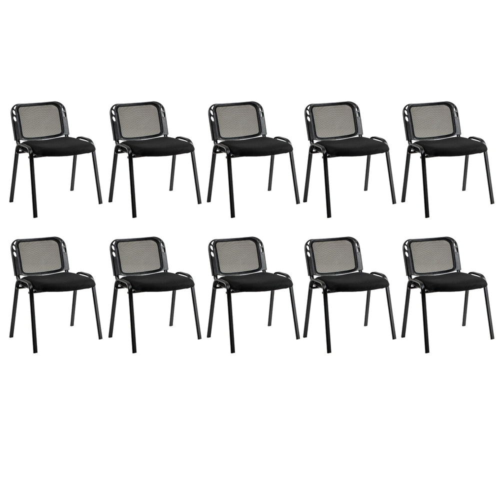 Set of 10 Stackable Waiting Room Chairs with Mesh Backrest-Black