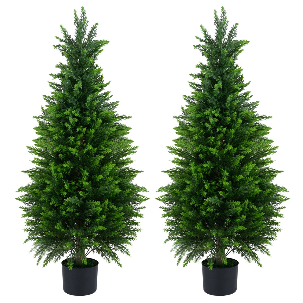 Set of 2 120 cm Artificial Cedar Cypress Trees for Porch and Patio