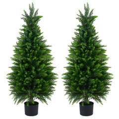 Set of 2 120 cm Artificial Cedar Cypress Trees for Porch and Patio