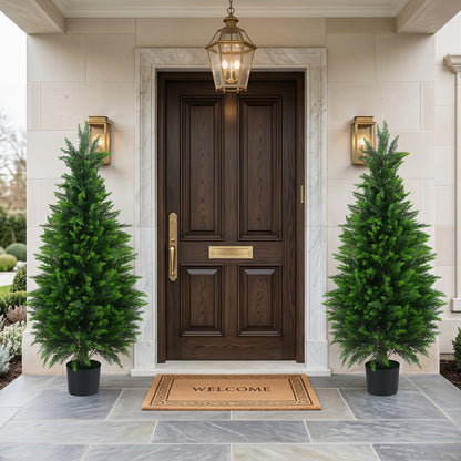 Set of 2 120 cm Artificial Cedar Cypress Trees for Porch and Patio