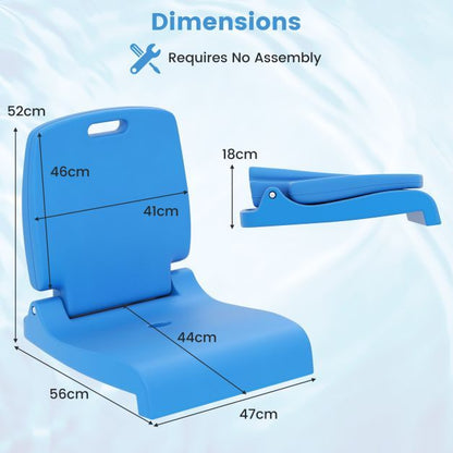 Set of 2 Poolside Chairs with Handle and Back Support-Blue