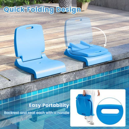 Set of 2 Poolside Chairs with Handle and Back Support-Blue