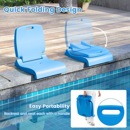 Set of 2 Poolside Chairs with Handle and Back Support-Blue