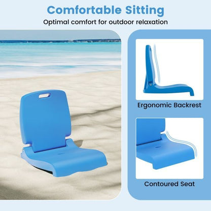 Set of 2 Poolside Chairs with Handle and Back Support-Blue