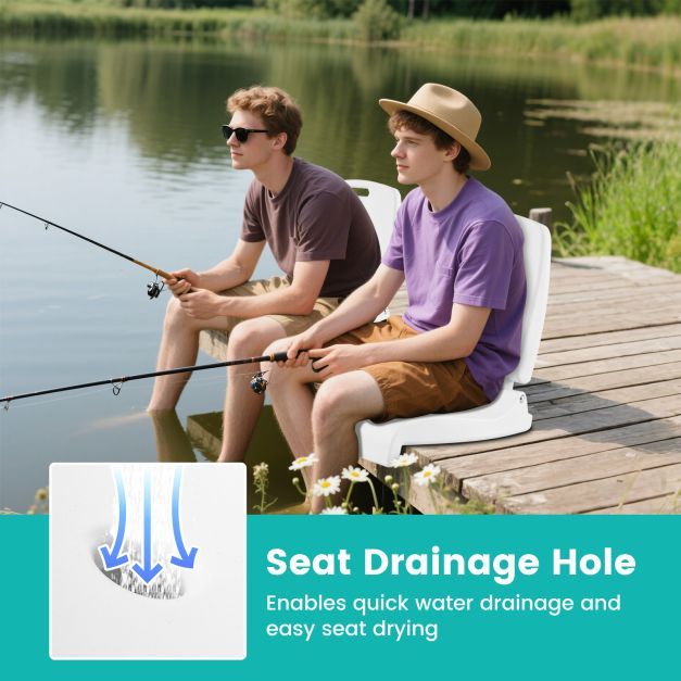 Set of 2 Poolside Chairs with Handle and Back Support-White