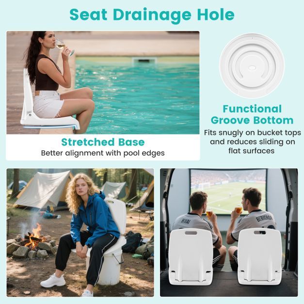 Set of 2 Poolside Chairs with Handle and Back Support-White