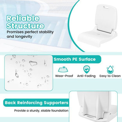 Set of 2 Poolside Chairs with Handle and Back Support-White
