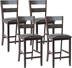 Set of 4 63.5 cm Counter Height Upholstered Bar Stools with Soft Padded Seat