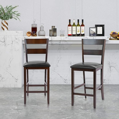 Set of 4 63.5 cm Counter Height Upholstered Bar Stools with Soft Padded Seat