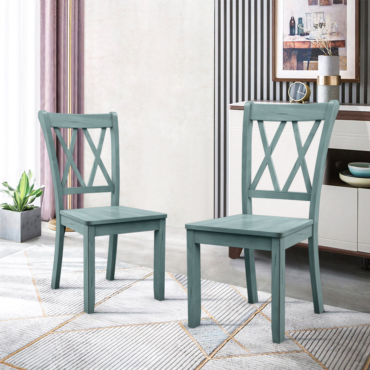 Set of 4 Armless Wood Dining Chairs with Ergonomic Fluted Seat