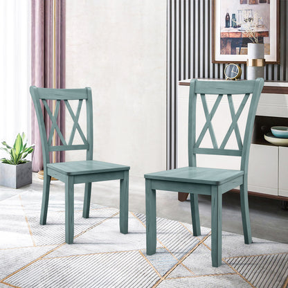 Set of 4 Armless Wood Dining Chairs with Ergonomic Fluted Seat